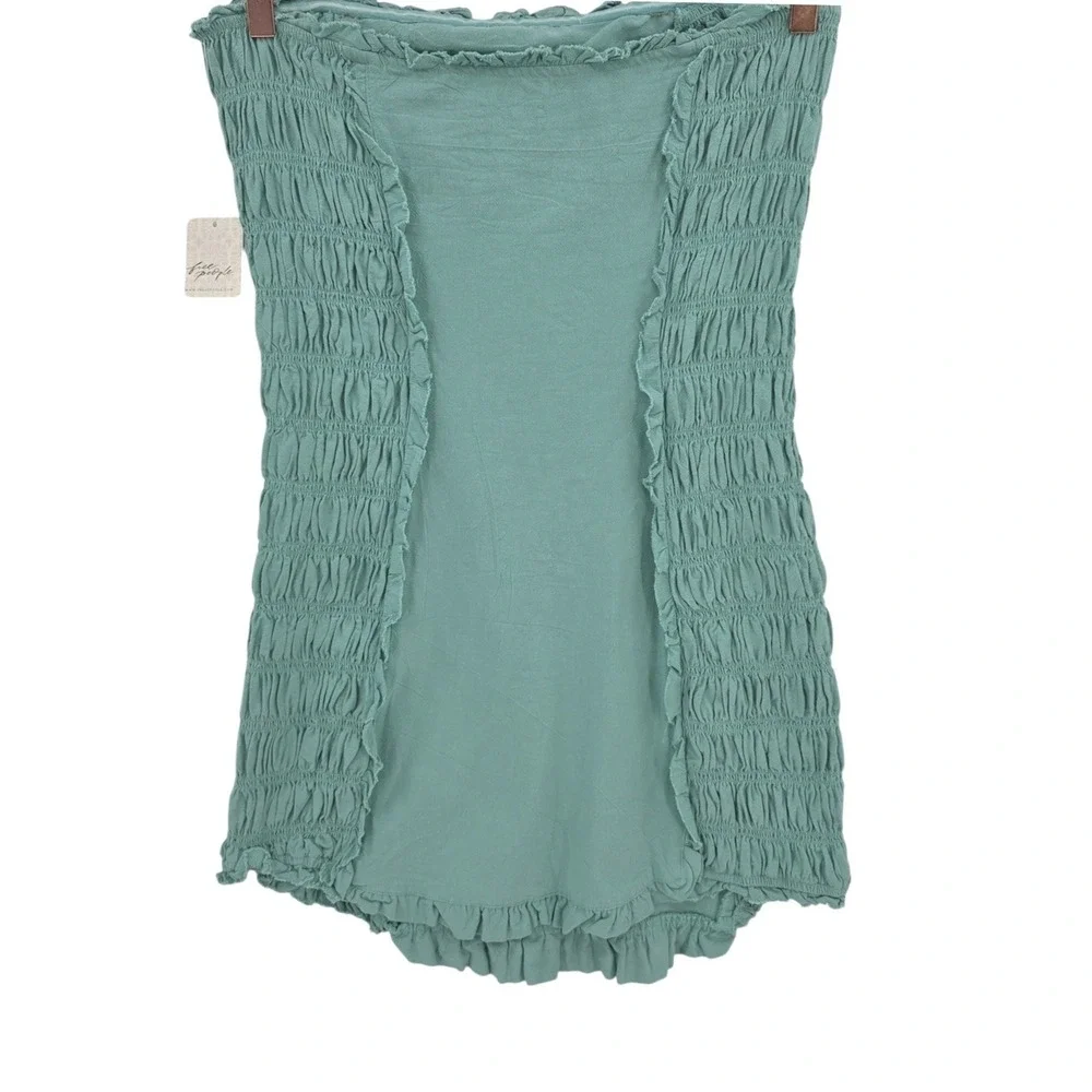 Free People Free-Est Womens M My Muse Strapless Smocked Green Mini Dress NWT